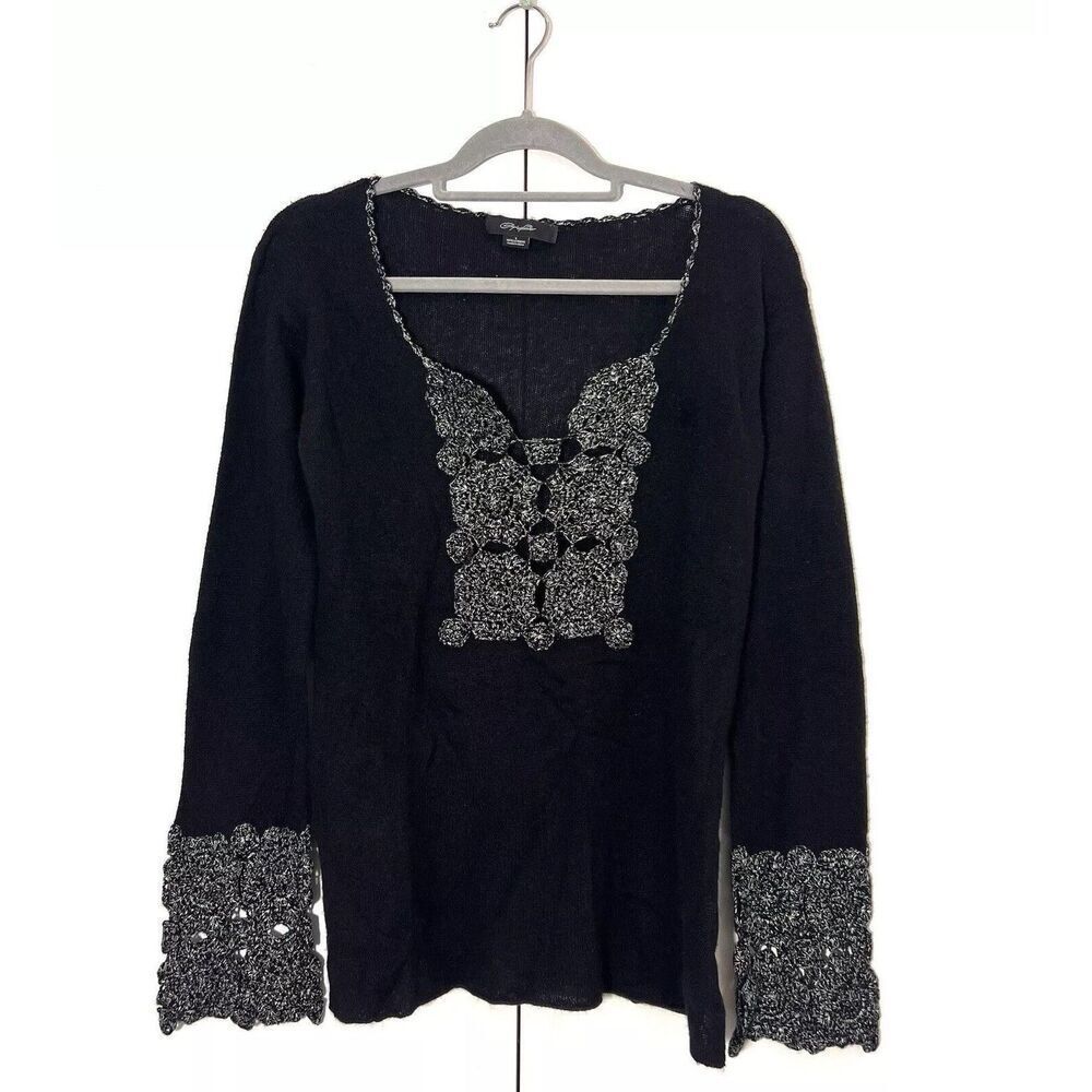 Christopher Fischer Cashmere Sweater Women’s S Black Whimsigoth Witchy Knit